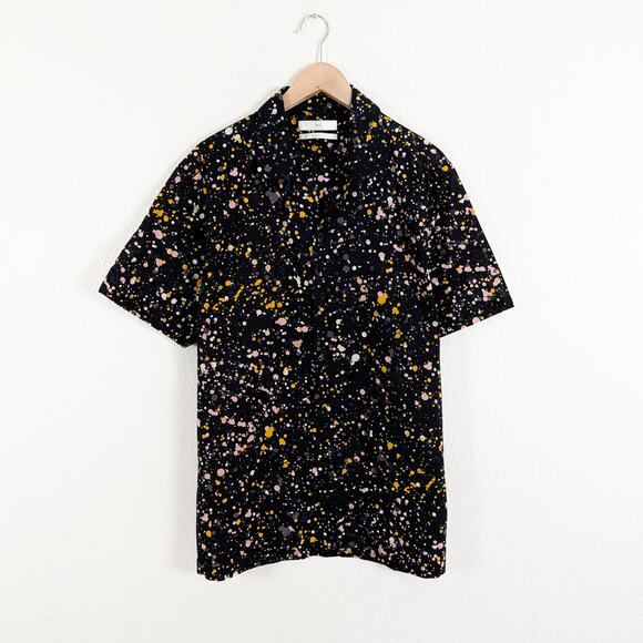 SMOCK Japan Men's Camp Collar Shirt Black Paint Splatter sz XL - Picture 1 of 7